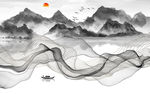中式意境水墨山水 tif分层