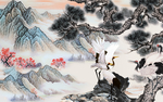 仙鹤背景墙