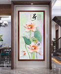 花开富贵荷花浮雕装饰画