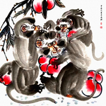 猴子水墨画