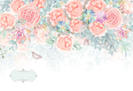 手绘北欧ins田园玫瑰花背景墙