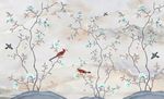 中式水墨山水花鸟画大理石背景墙