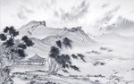 新中式水墨山水背景墙装饰画