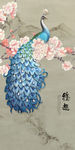 孔雀山水画玄关图 TIF分层
