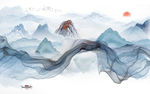 线条 巨幅 山水画 TIF分层