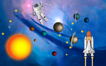 火箭宇宙太空宇航员儿童房背景墙