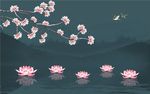 玉兰花电视背景墙