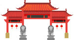 仿古喜庆门楼