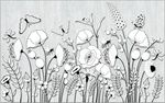 现代简约植物线条图电视背景墙