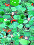 清新荷花水纹地画