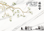 福满堂大理石纹新中式背景墙