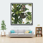 简约丛林动植物装饰背景画