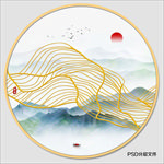圆形水墨画