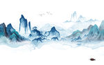 最新山水背景墙画 TIF分层