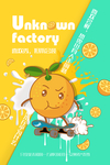 可爱橘子牛奶撞色扁平创意海报