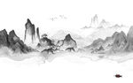 新中式风景山水框画 TIF分层
