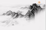 黑白山水画
