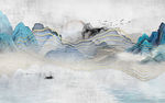 简约山水水墨国画 TIF分层