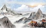 云天九歌花鸟山水大理石背景墙