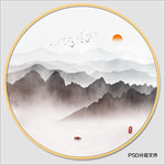 圆形山水画