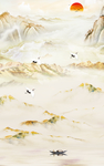 日出山水大理石背景墙图片