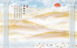 大理石罗马柱电视背景墙
