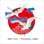 国潮仙鹤矢量图