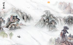 中国风山水意境墙画 TIF分层