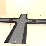 道路模型 绿化道路 鸟瞰模型