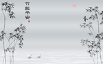竹报平安天鹅倒影背景