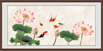 荷花九鱼图