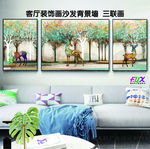麋鹿装饰画 简约三联画