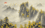 水墨山水意境背景墙装饰画