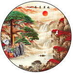 中式迎客松聚宝盆山水装饰画图片