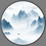 新中式山水圆形装饰画图片