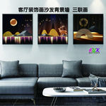 小鹿三联画 风景三联画