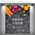 个性黑板果蔬店海报设计