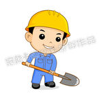 用铁锹的工人