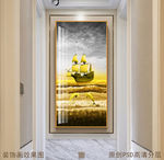 海上帆船现代时尚玄关画