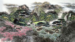 国画山水背景墙