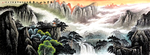 山水国画水墨画挂画