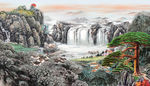 国画山水背景墙
