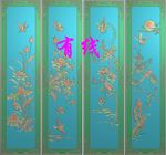 竖板四季花鸟牡丹鸟荷花鸟精雕图