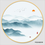 圆形山水画