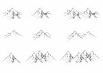 山峰山脉系列图案设计矢量图