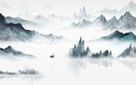 中式山水意境国画 TIF分层