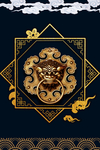 中国风国潮门虎头门环插画元素
