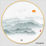 圆形水墨画