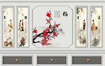 新中式琴棋书画背景墙