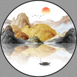 新中式金色水墨山水圆形装饰画